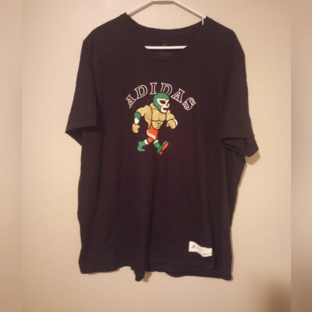 Adidas RARE Lucha Libre Luchador playera mexico mascot men's short sleeve tee - Picture 1 of 7
